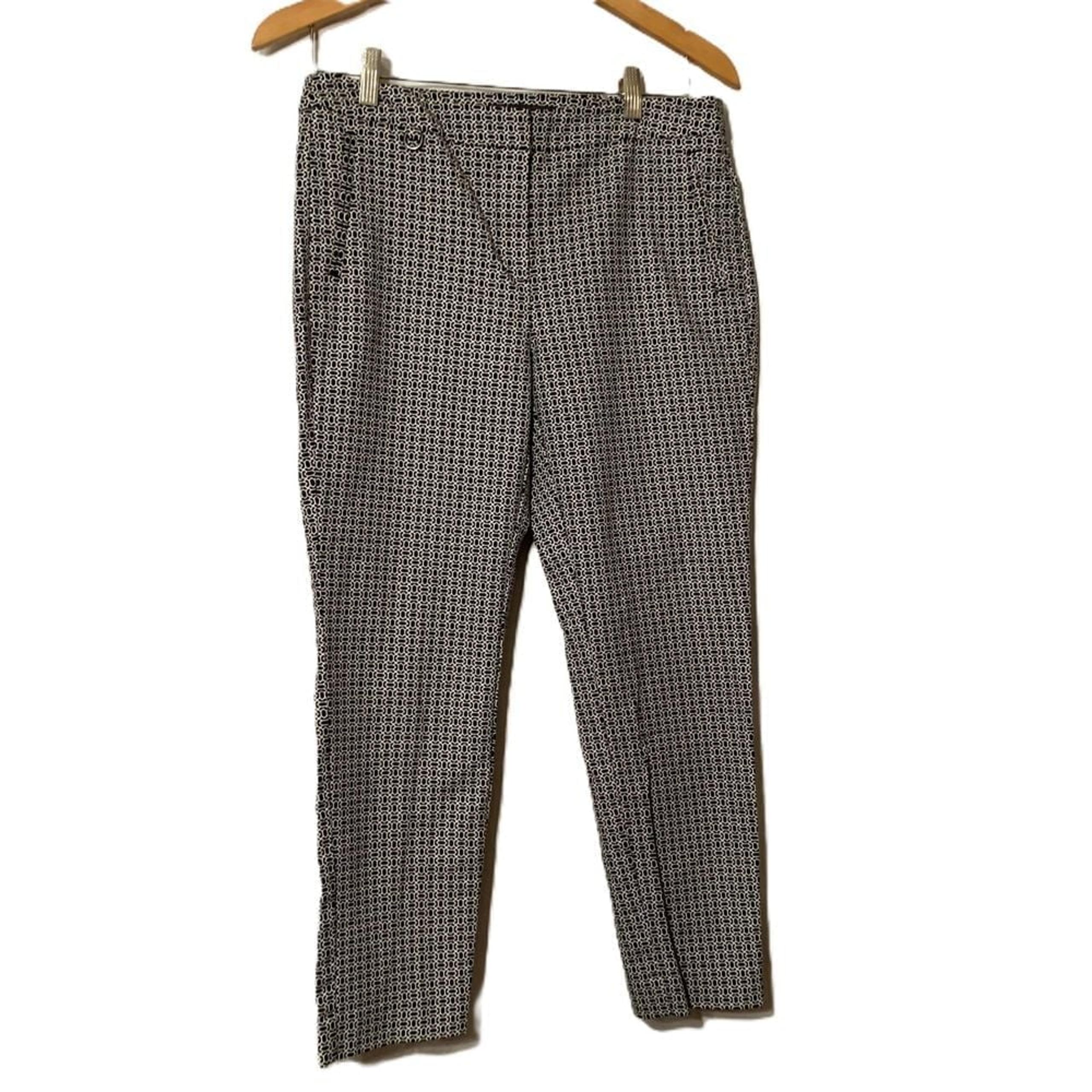 Adrianna Papell Geometric Print Ankle Pants Black/White Trousers - size 8