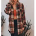 Fall Oversized Brown Plaid Flannel Button Up Long Sleeve Shacket