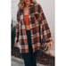 Fall Oversized Brown Plaid Flannel Button Up Long Sleeve Shacket