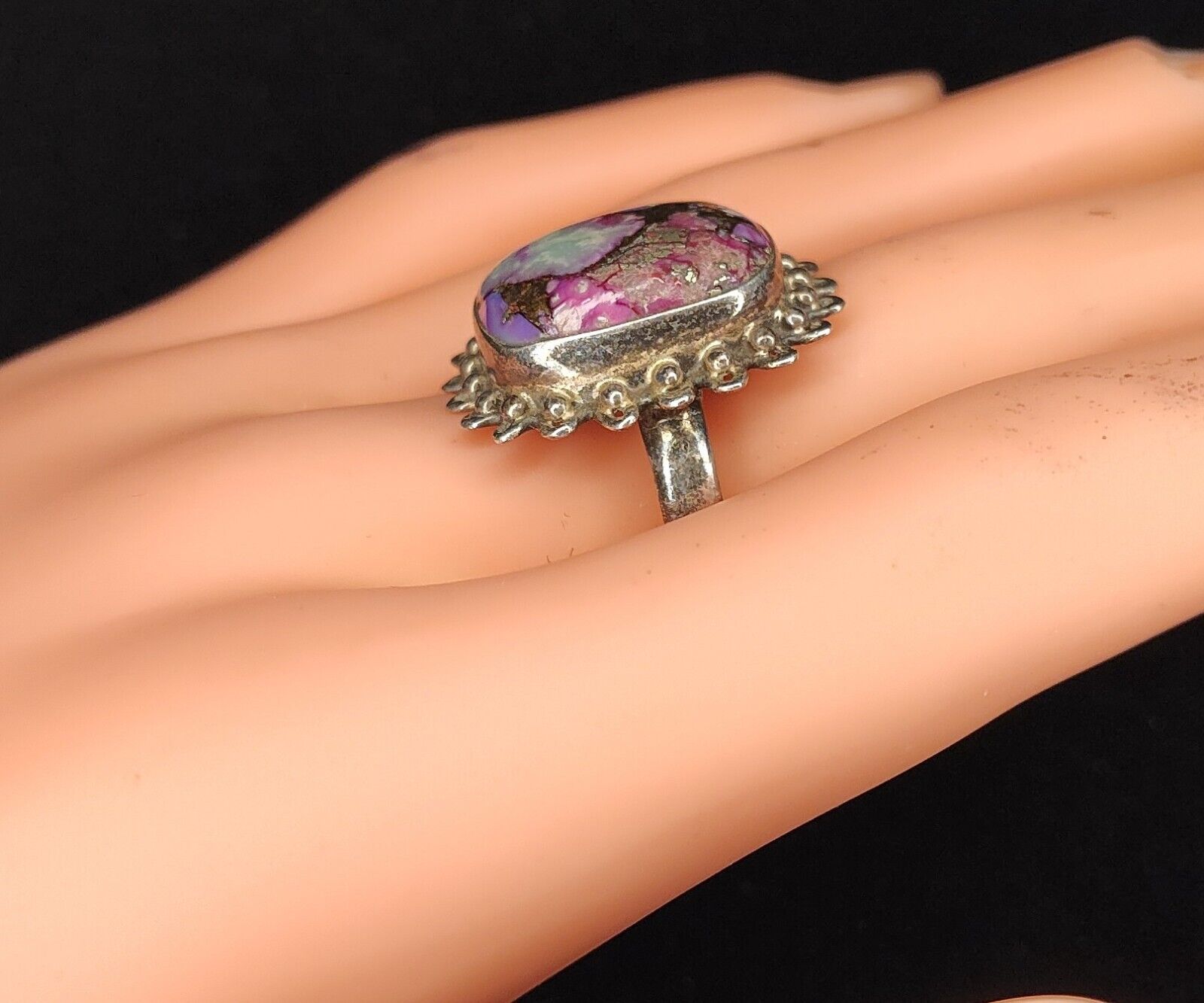 Purple Mojave Turquoise Sterling Ring Southwestern Square Cabochon 925