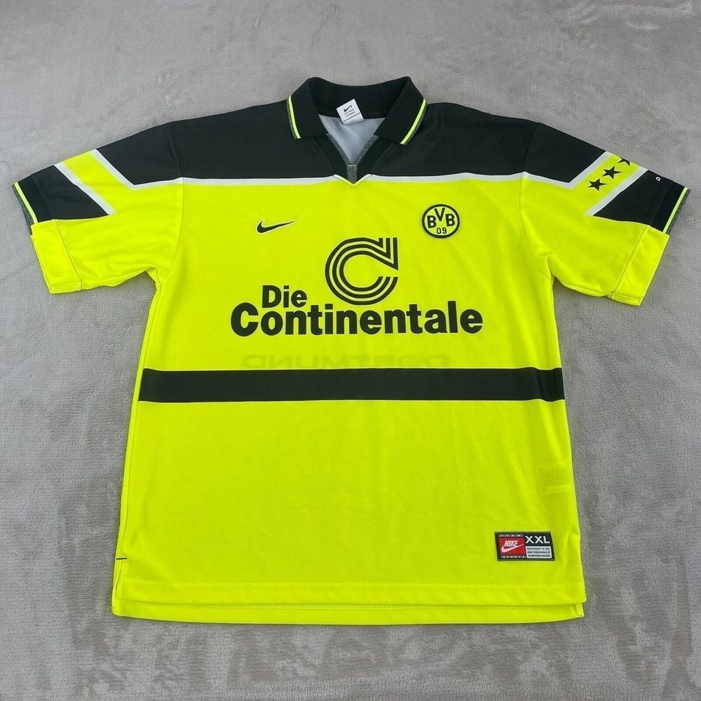 Borussia Dortmund 1997-1998 European Home Jersey Vintage Soccer 2XL Premier