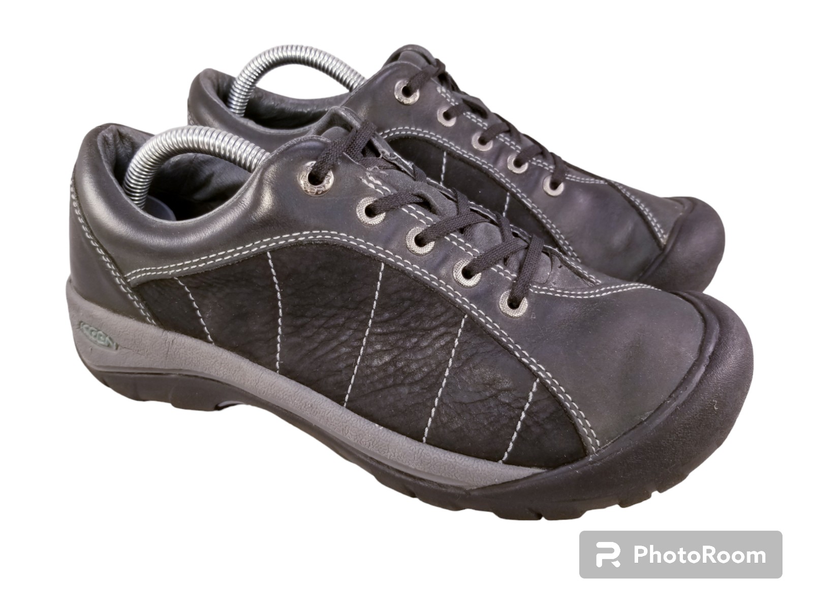 Keen presidio woman laces shoes charcoal black leather size 39.5/9