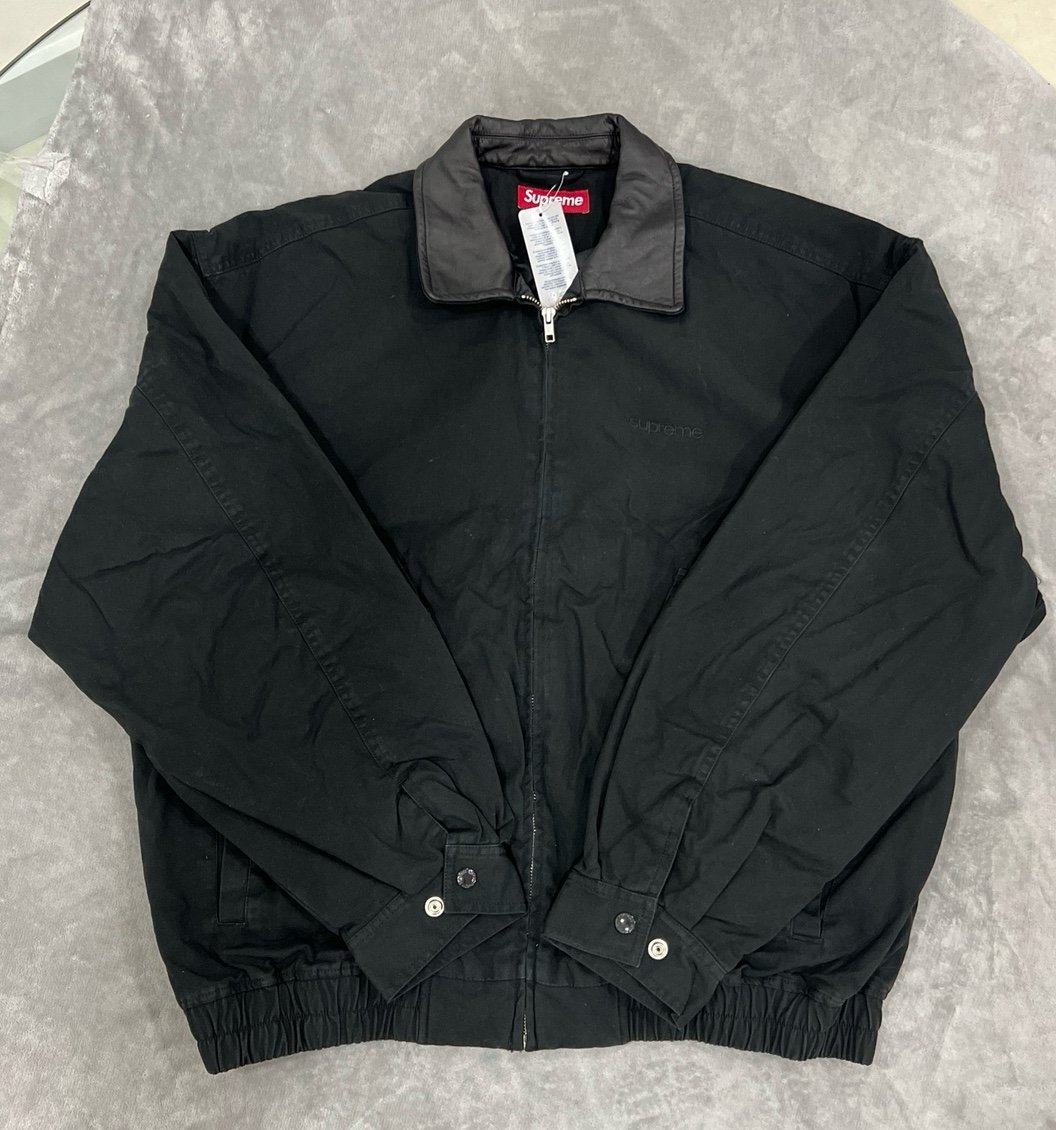Supreme Leather Collar Bomber (Black XL)