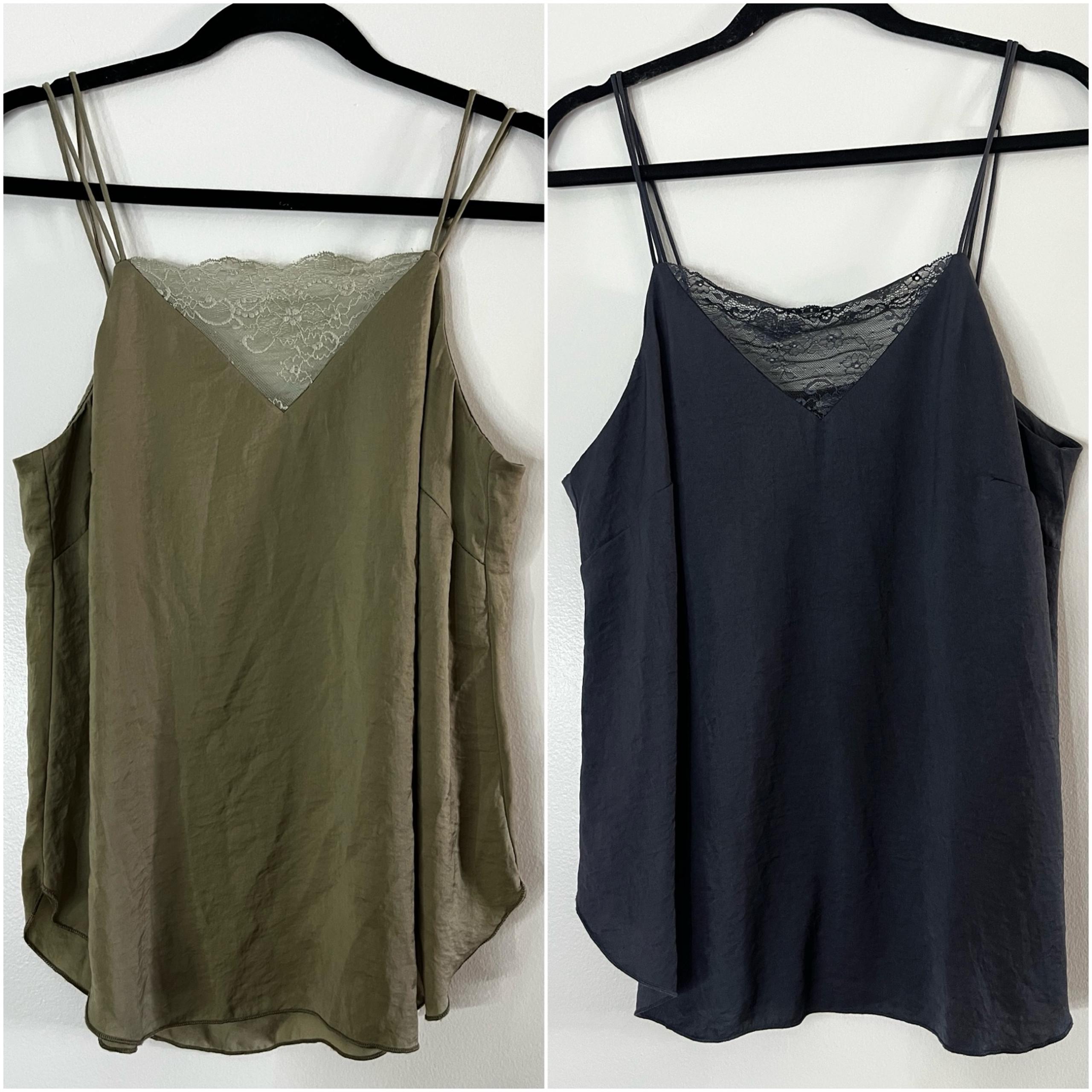 H&M Silky Lace Trim V-neck Spaghetti Strap Camisole Tank Blouse Bundle Set!
