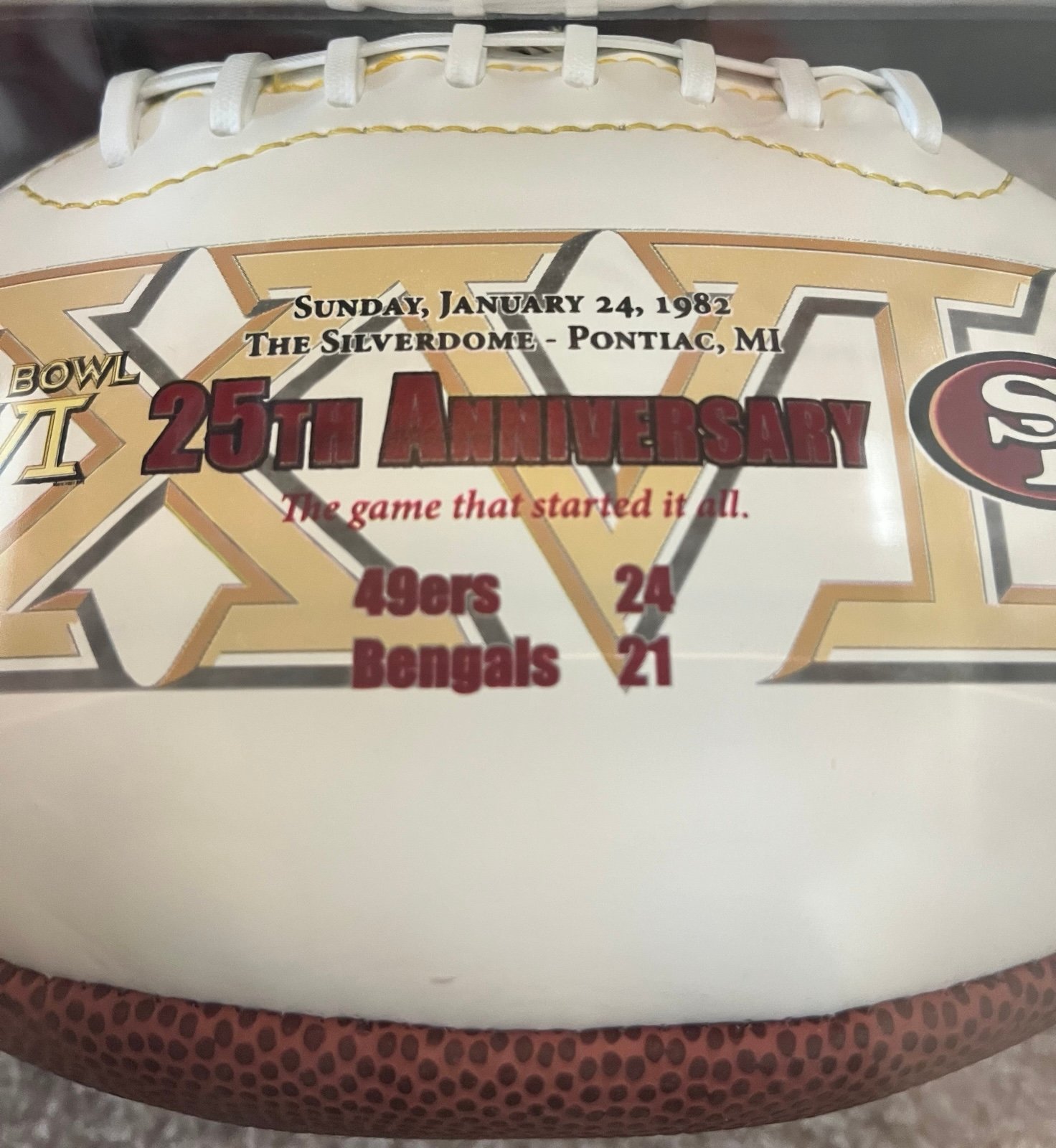 49er Super Bowl XVI commemorative football 25th anniversary edition