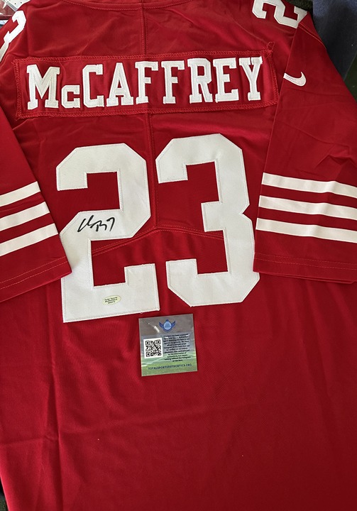 CHRISTIAN MCCAFFREY SIGNED SAN FRANCISCO 49ERS NIKE JERSEY AUTOGRAPHED W/COA603