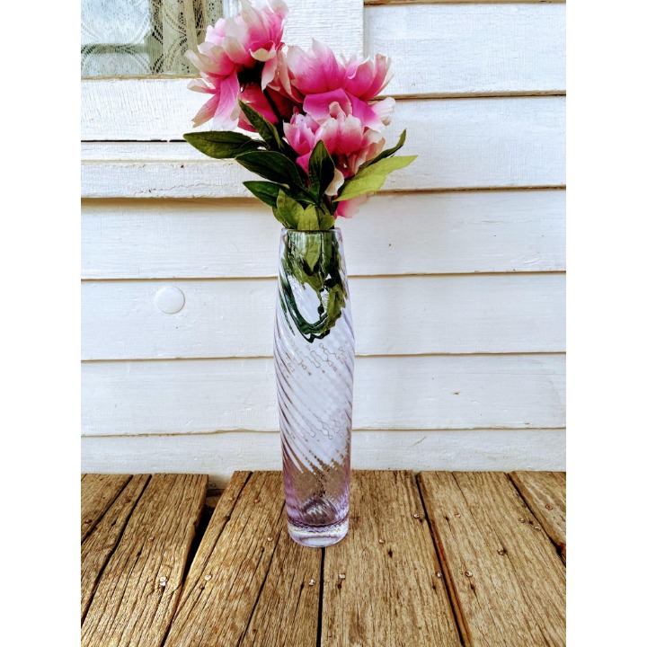 Vintage MCM Tall Optic Glass Vase