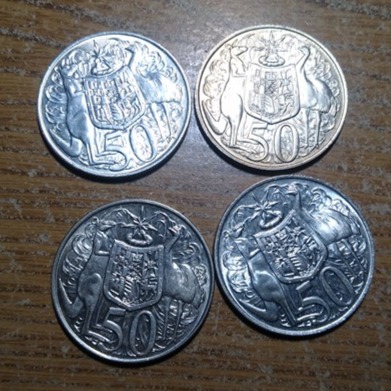 Lot of 4 Australia silver 50 cent 1966 coins