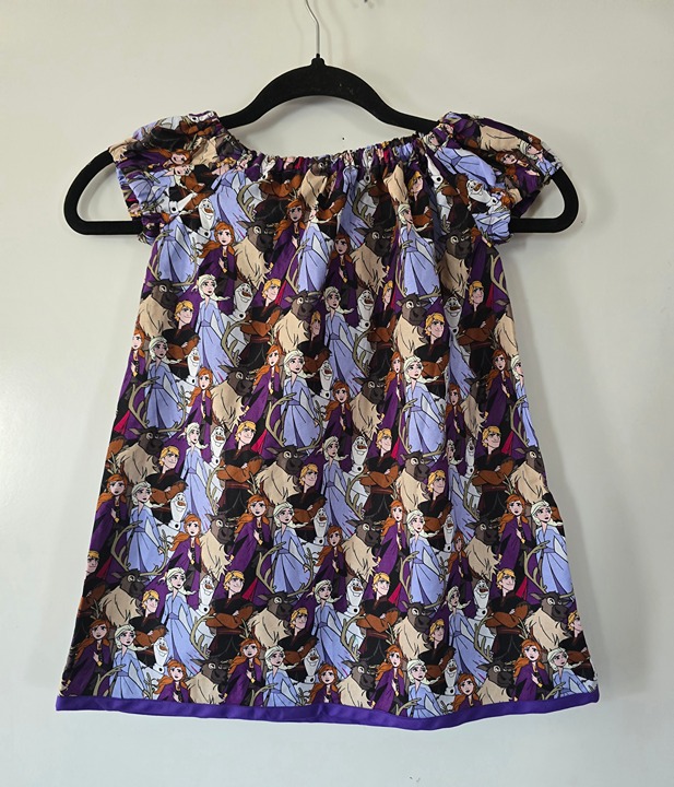 Disney Frozen 2 Friends Forever Girls' Peasant Dress Featuring Elsa, Anna, Ola