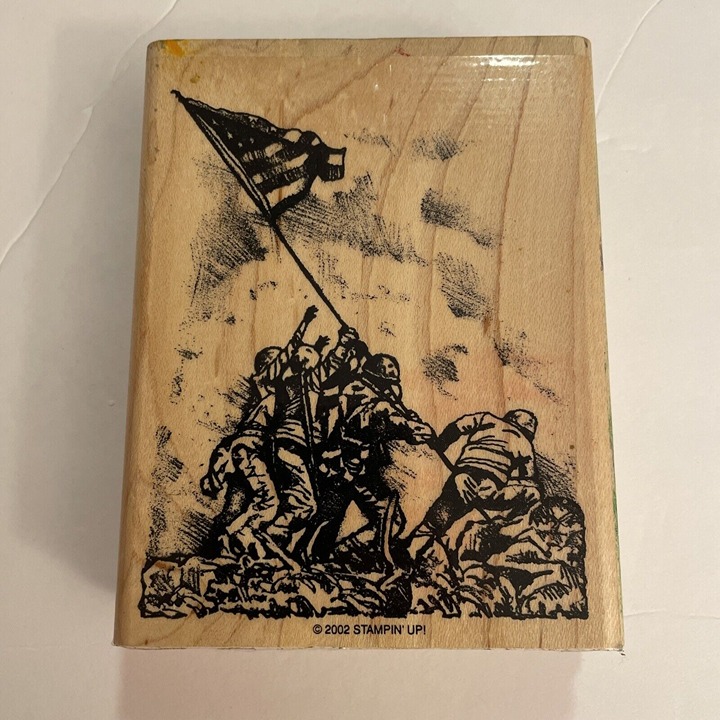 IWO JIMA MARINE CORP RAISING FLAG USMC Courage & Honor Stampin' Up! RUBBER STAMP