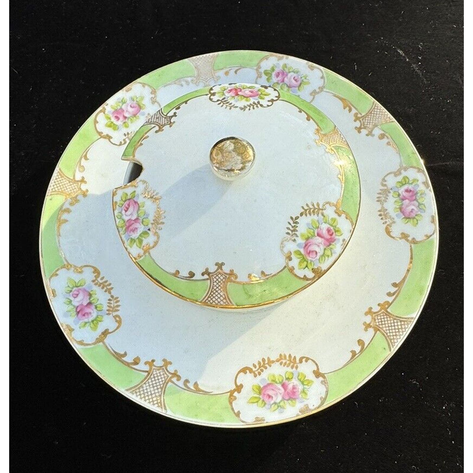 Beautiful Nippon Rising Sun Cheese & Cracker Server Hand Painted 1891-1921 -N2