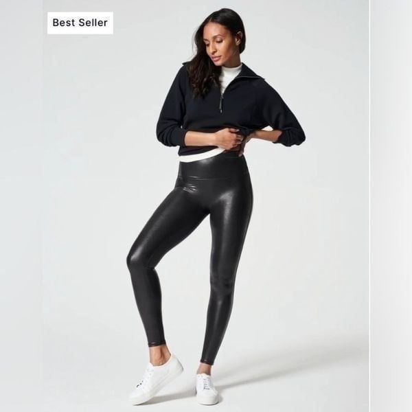 SPANX Faux Leather Black Legging Tight - Size M