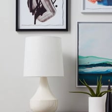 Ivory Ceramic Table Lamps with Shades - 2 lamps