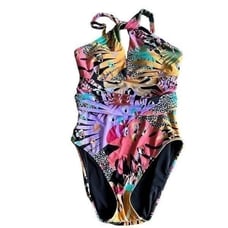 Bleu Rod Beattie One Piece Swimsuit Lets Get Loud Print size 6
