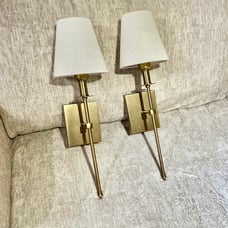 Wall Sconces Set of 2 White Fabric Shade Hardwired Indoor Light Column Stand Bed