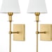 Wall Sconces Set of 2 White Fabric Shade Hardwired Indoor Light Column Stand Bed