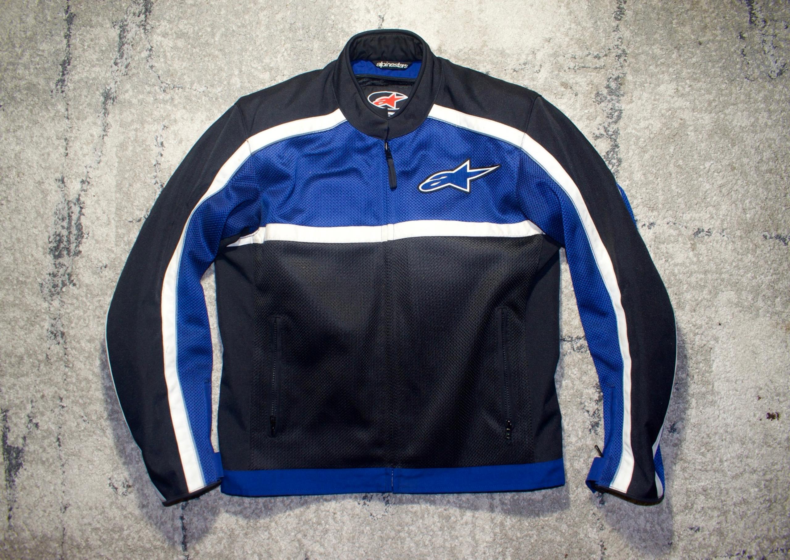 Alpinestars Motorcycle Jacket Mens Size Large Biker White Black Blue Armor