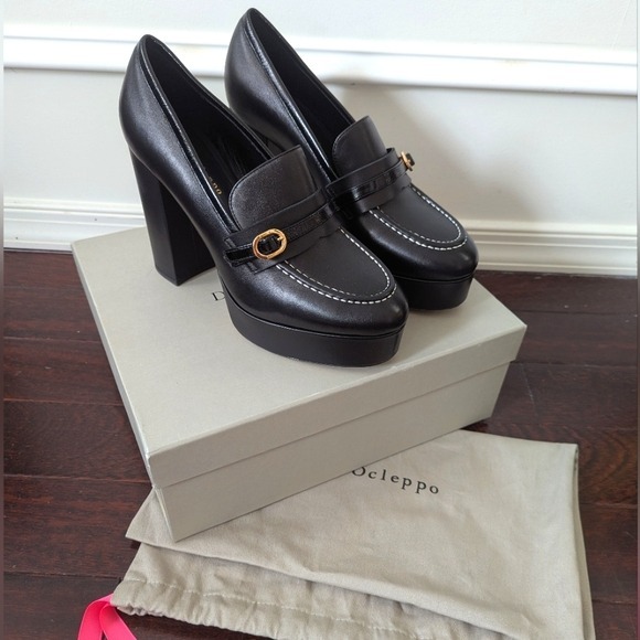Dee Ocleppo Lola Platform Leather Pumps - Black - Womens - NIB w/ dust bag!