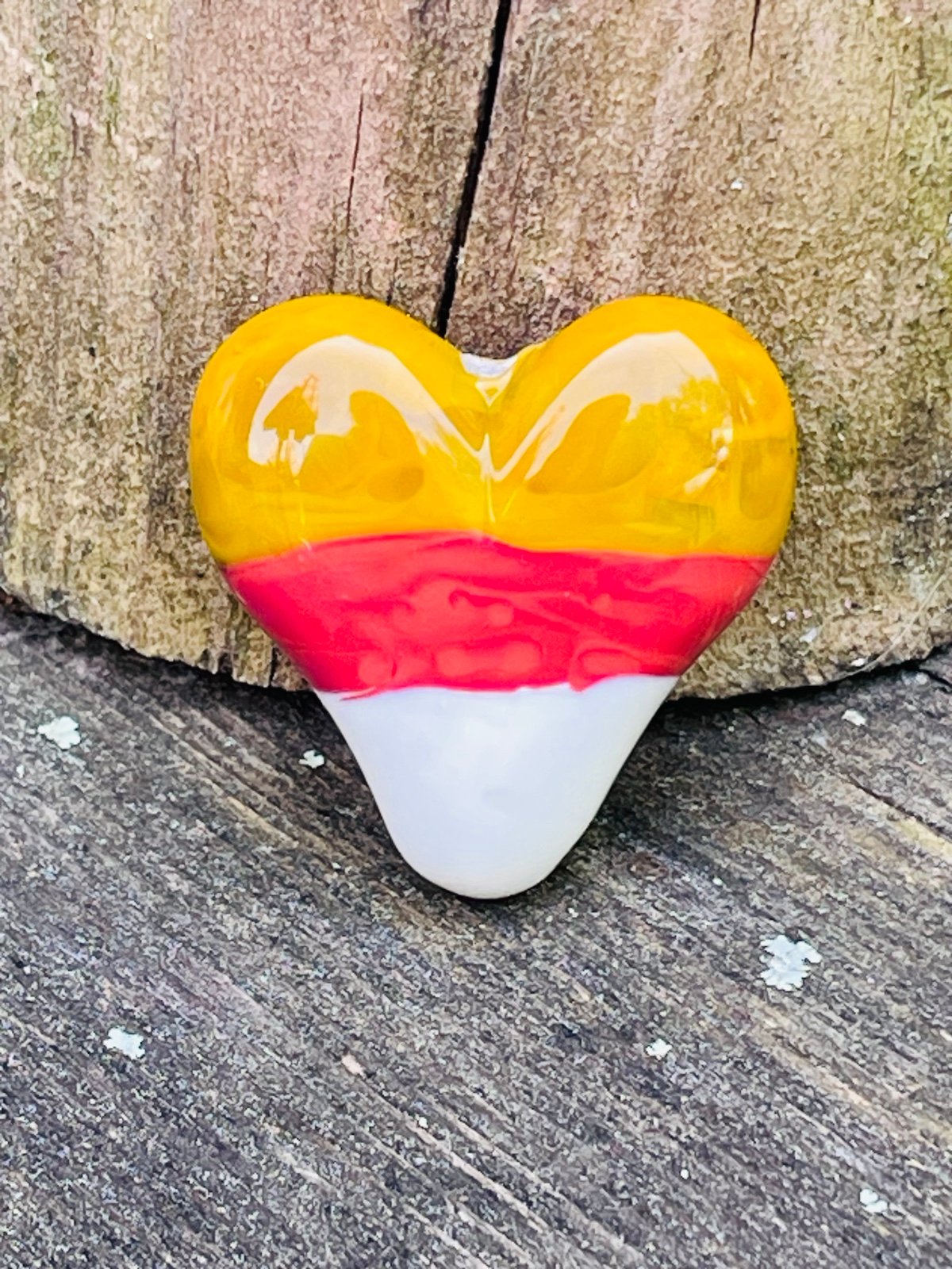Lampwork Glass Candy Corn Heart Bead HANDMADE glass candy corn bead fall autumn