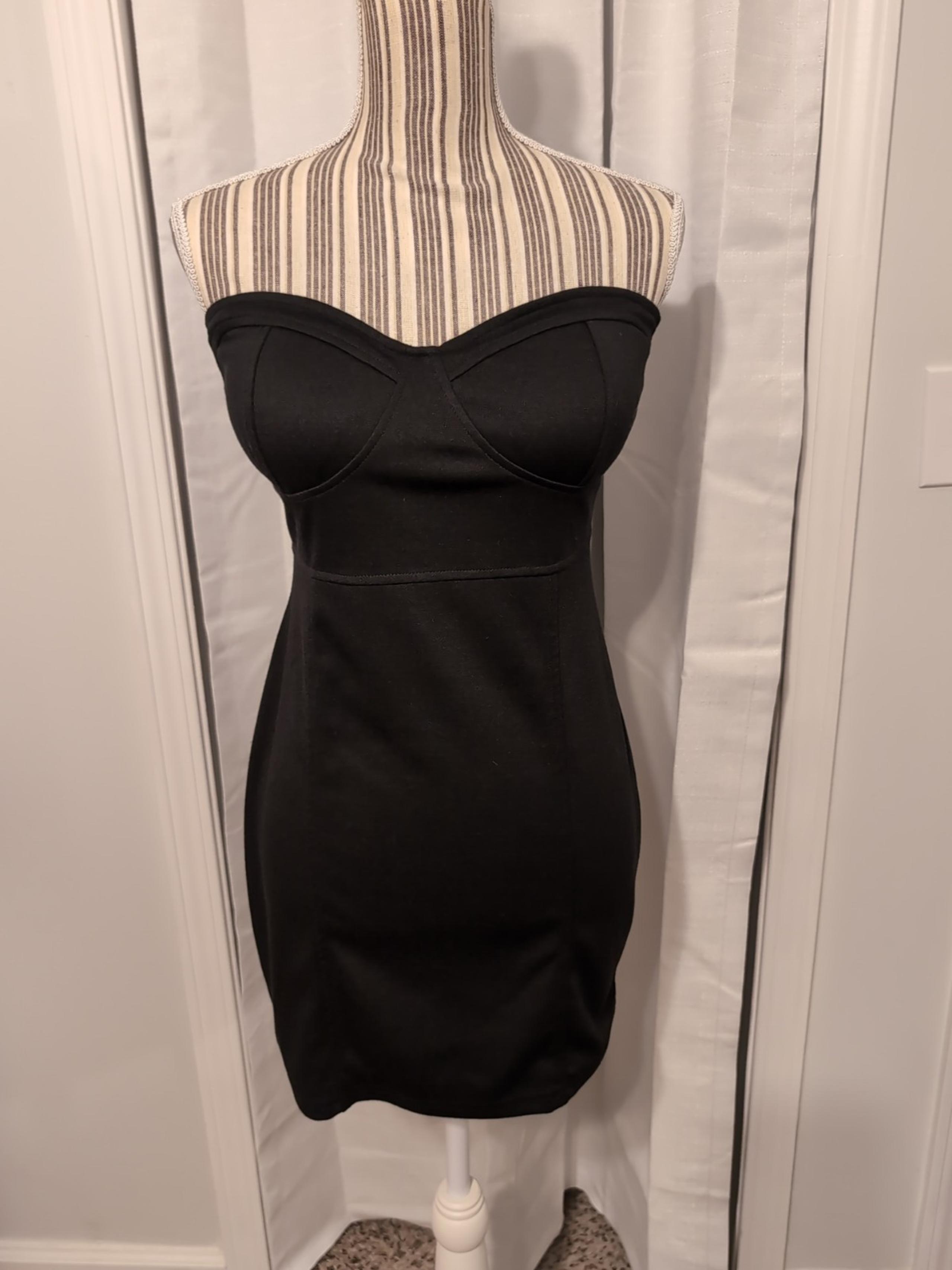 Guess NWT Black Strapless Dress Back Zipper & Corset Detail Size Large