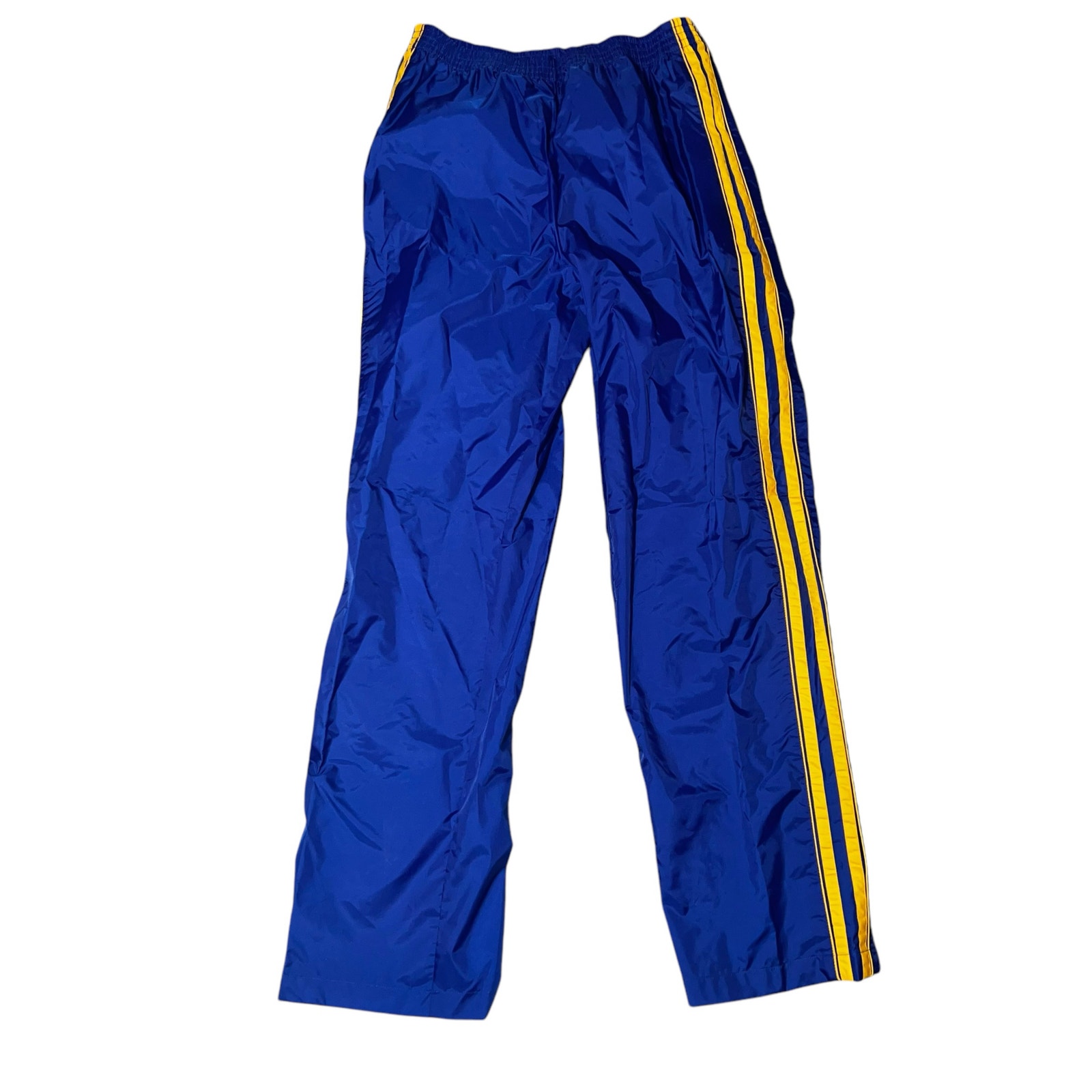 Asics Tiger blue and gold strip nylon track pants zip up bottoms men size large