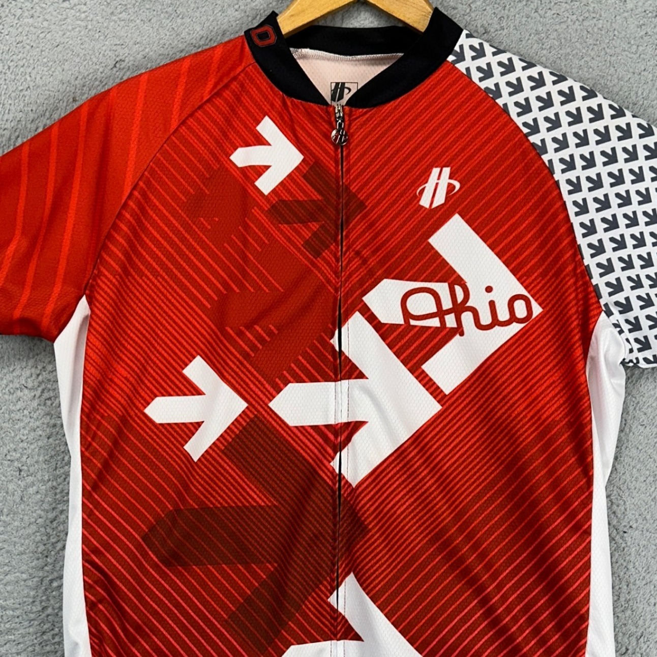 Ohio Ste Buckeyes Mens Cycling Jersey Shirt Medium Red Geometric Zip Up Hincapie