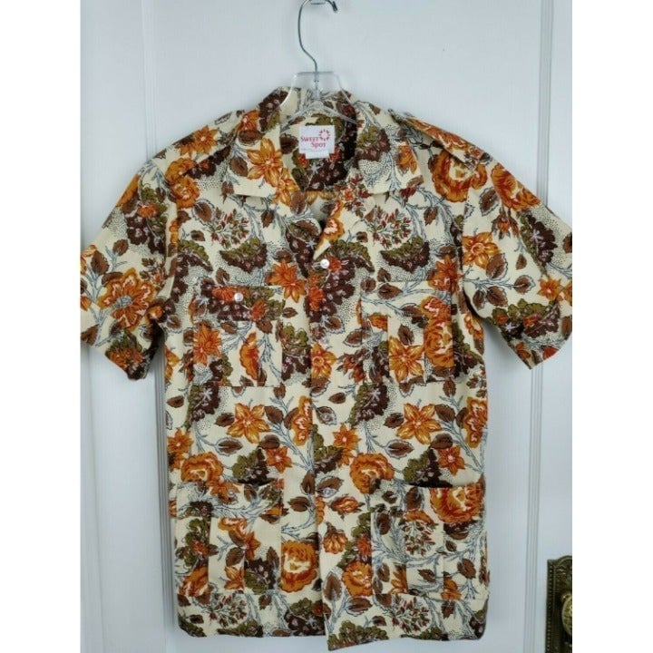 Sweet Spot Honolulu VTG NEW Mens Hawaiian Shirt 4 Pocket Belted Cotton SZ MED