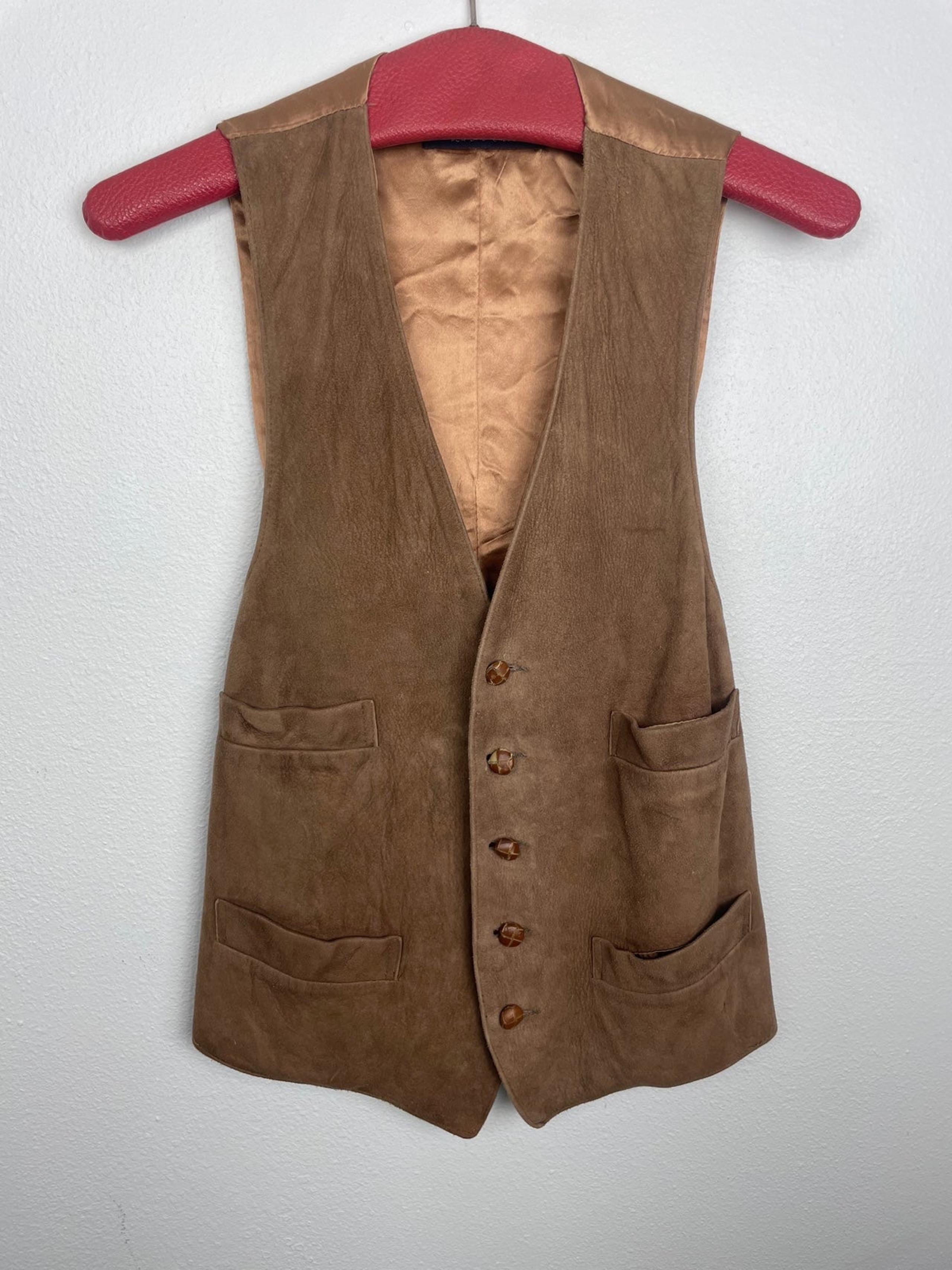 Vintage Norm Thompson Real Suede Vest With Satin Back.