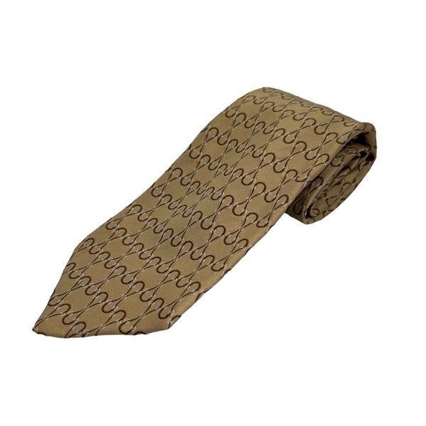 Gucci Silk Tie Interlocking Gucci Pattern Golden Brown Color