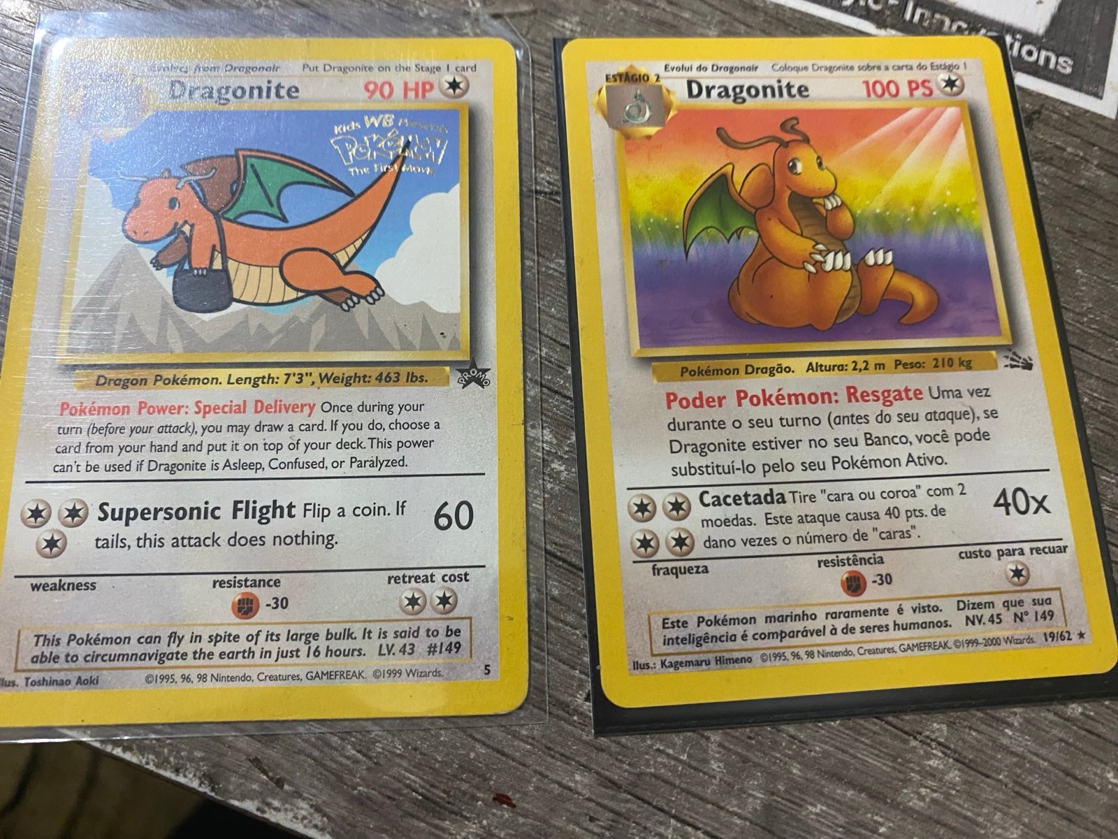 Pokemon dragonite wb stamp promo and fossil