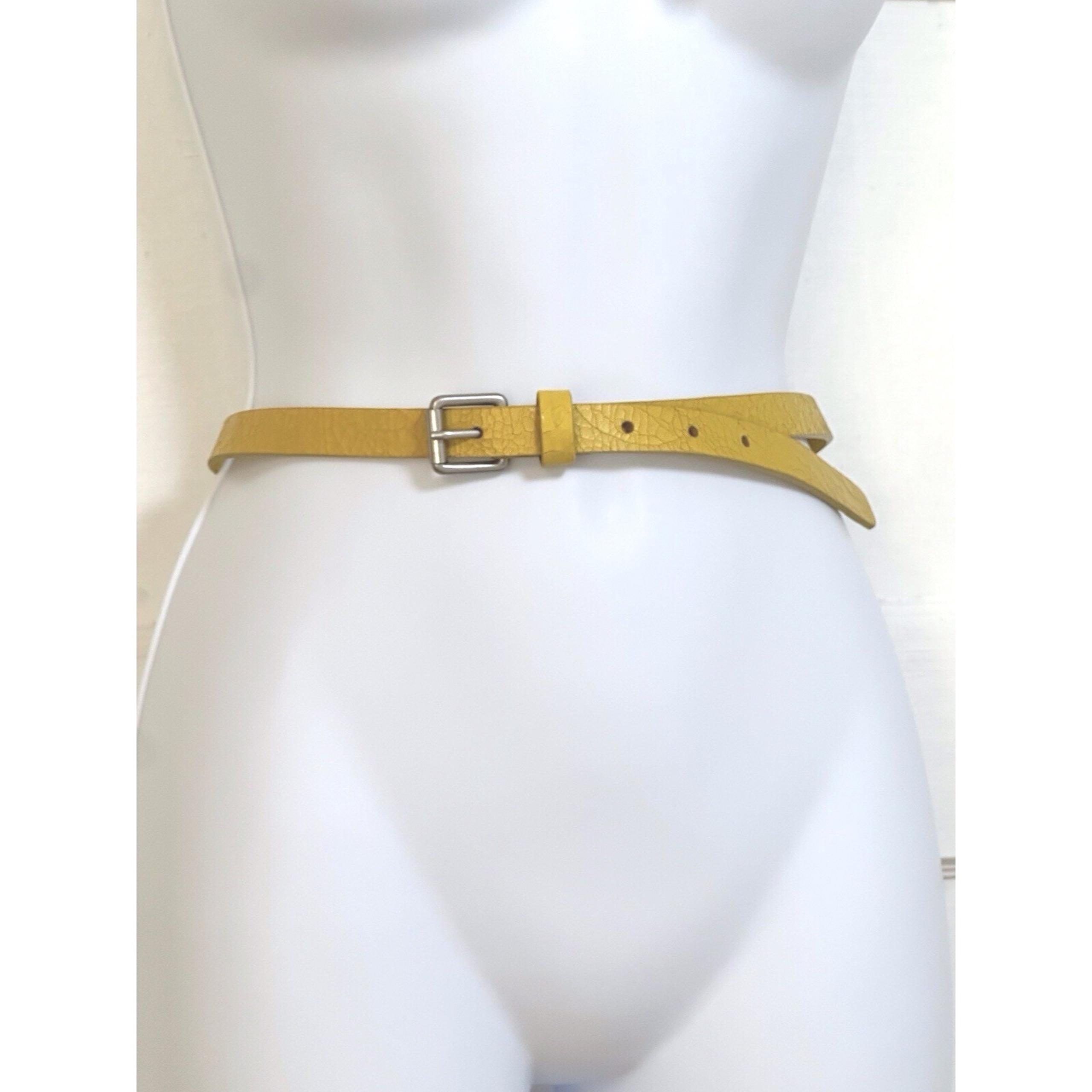 Women's GAP, yellow, Genuine Leather, Crocodile Embossed Skinny Belt Sz S, NWOT