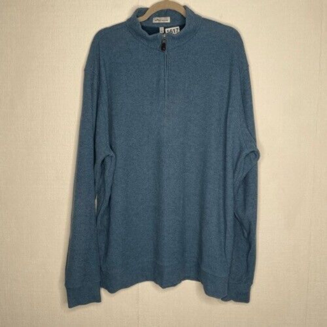 Peter Millar 1/4 Zip Perth Performance Golf Sweater Men Size XXL Blue Pullover