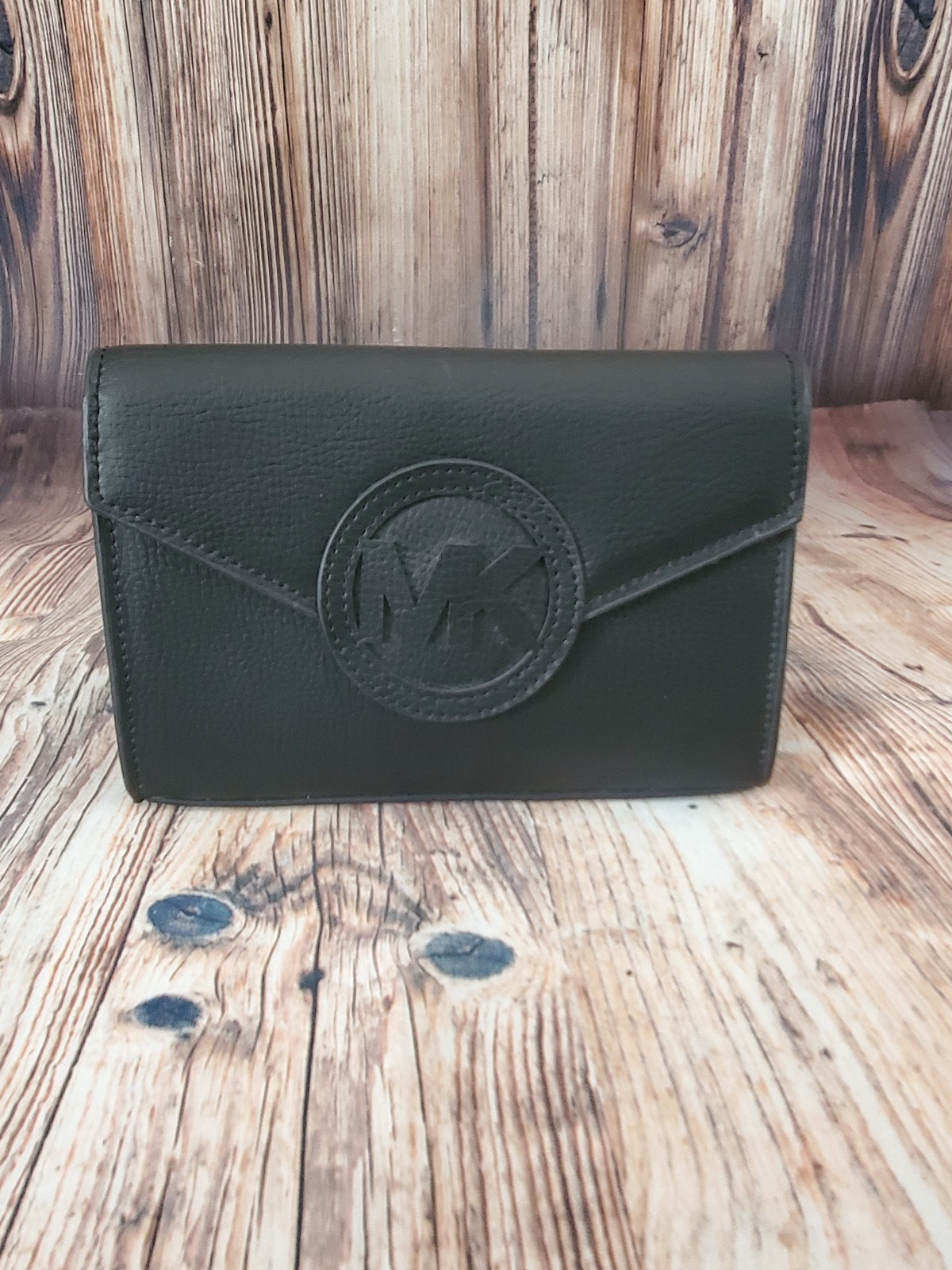 Michael Kors Genuine Leather Mk Logo Fanny Pack Black