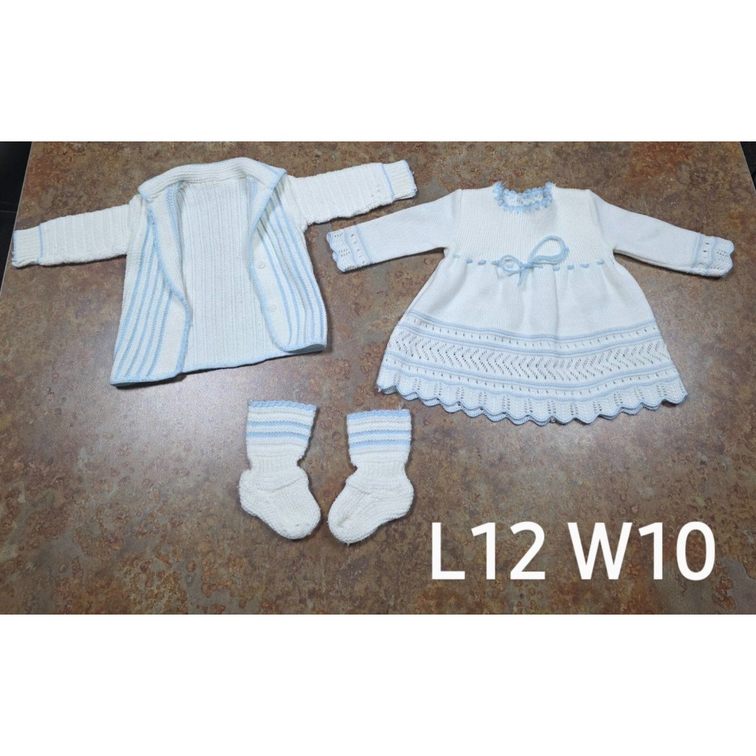 Handmade Knitted Baby Dress/Cardigan/Socks, Unsure of Size. 12 Months?