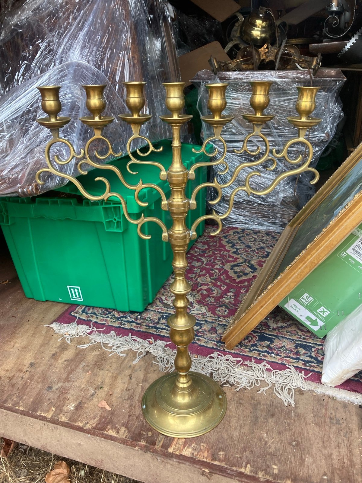 Late 19th Century Brass Candelabra Menorah