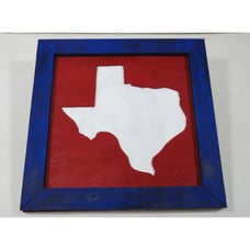 Rustic Texas Shadowbox Wall Art Made in USA, Red, White and Blue- Blue Frame