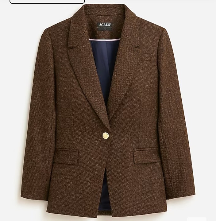 JCREW Parke Navy Herringbone Jacket Plus 24