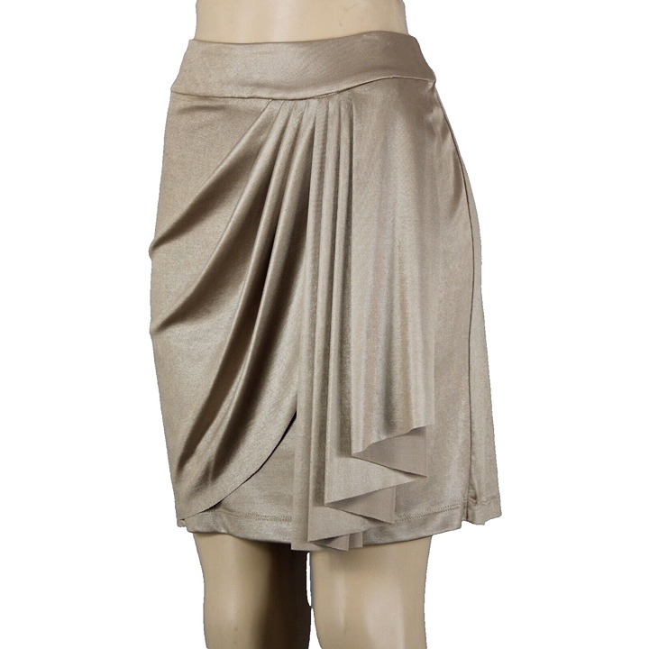 Cache New 68 Sz M Gold Pleaded Polyester Spandex Skirt
