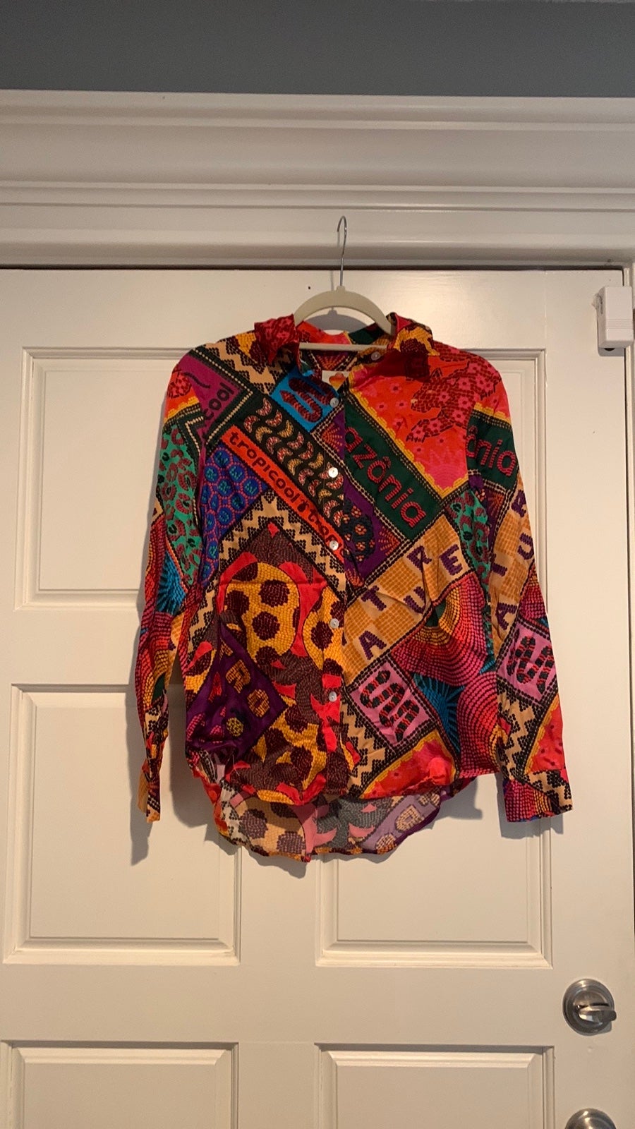 Farm Rio Dotted Patch Scarf Shirt