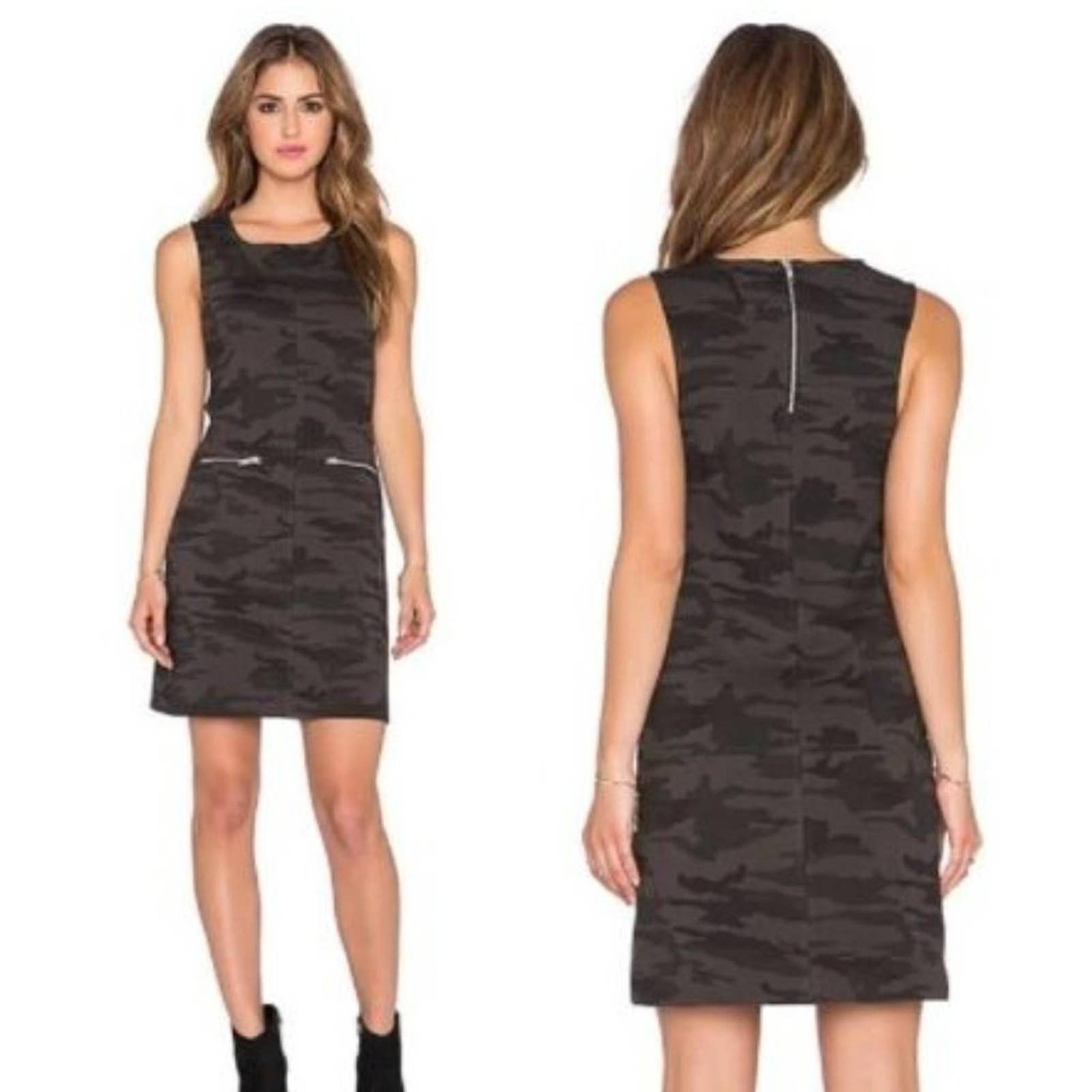 Sanctuary dress women size small sleeveless camouflage 2 faux zip pockets Mini