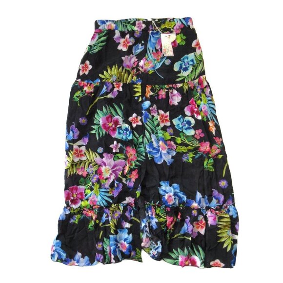 NWT Johnny Was Aruba Ophelia Maxi in Black Floral Tiered Skirt S 275