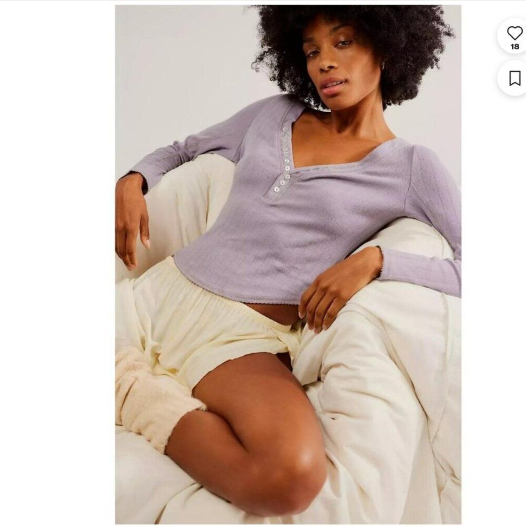 NWT New Free People Coffee Chat Long-Sleeve Lilac Top Size M