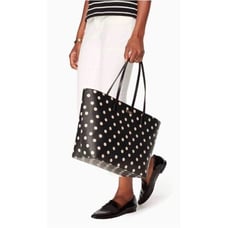 Kate Spade Shore Street Margareta Tote Black White Deco Beige Picture Polka Dot