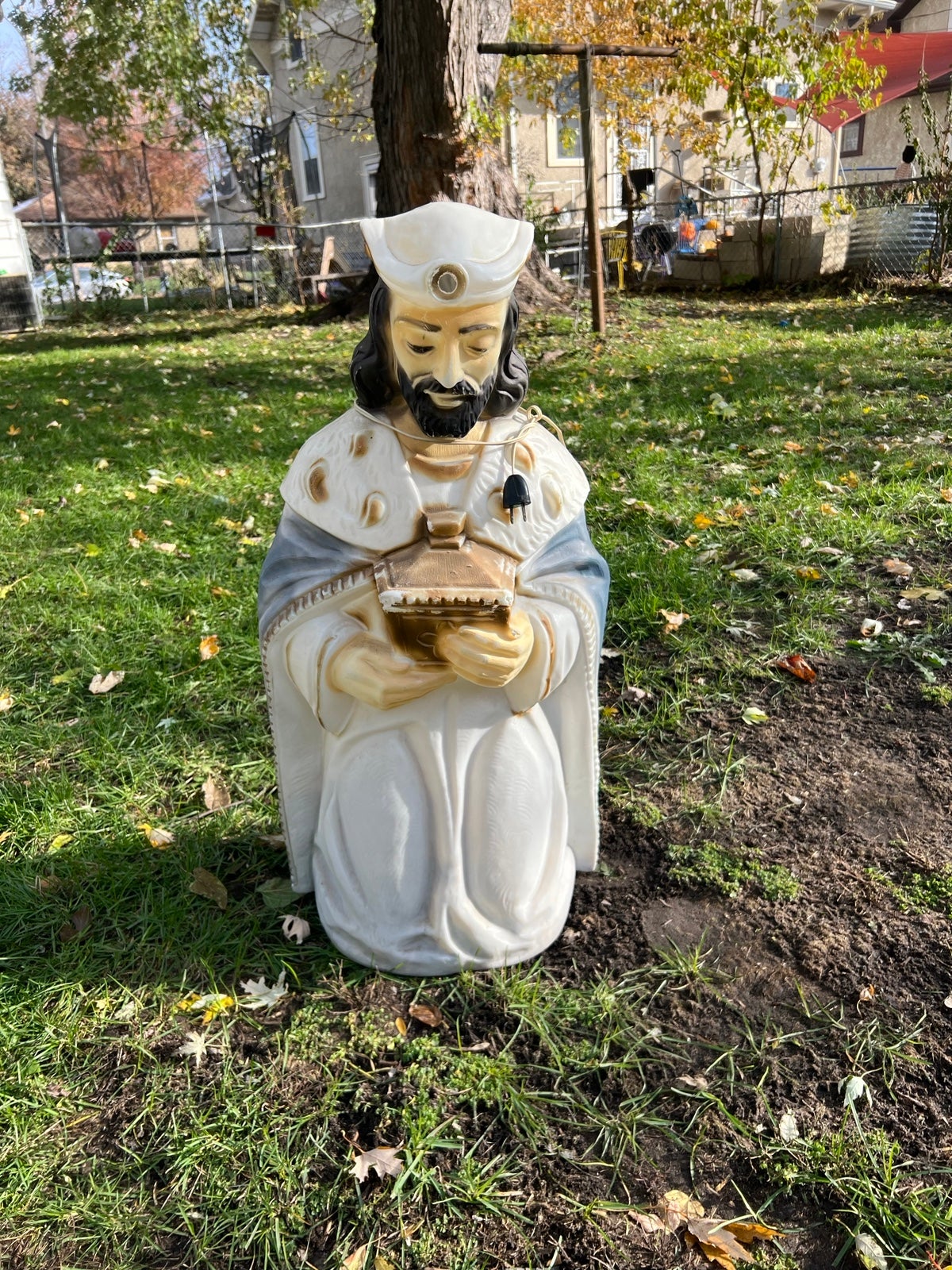 VTG 1960's Wiseman Lighted Blow Mold Kneeling w/Jewels 33" Christmas