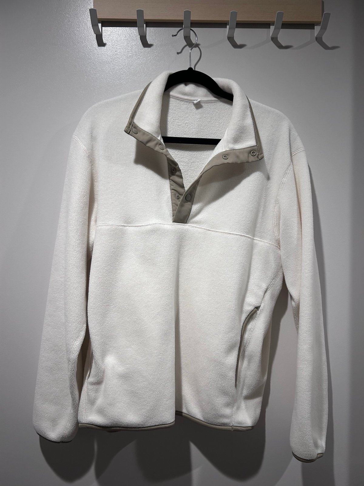 Off white oversized quarter zip fleece