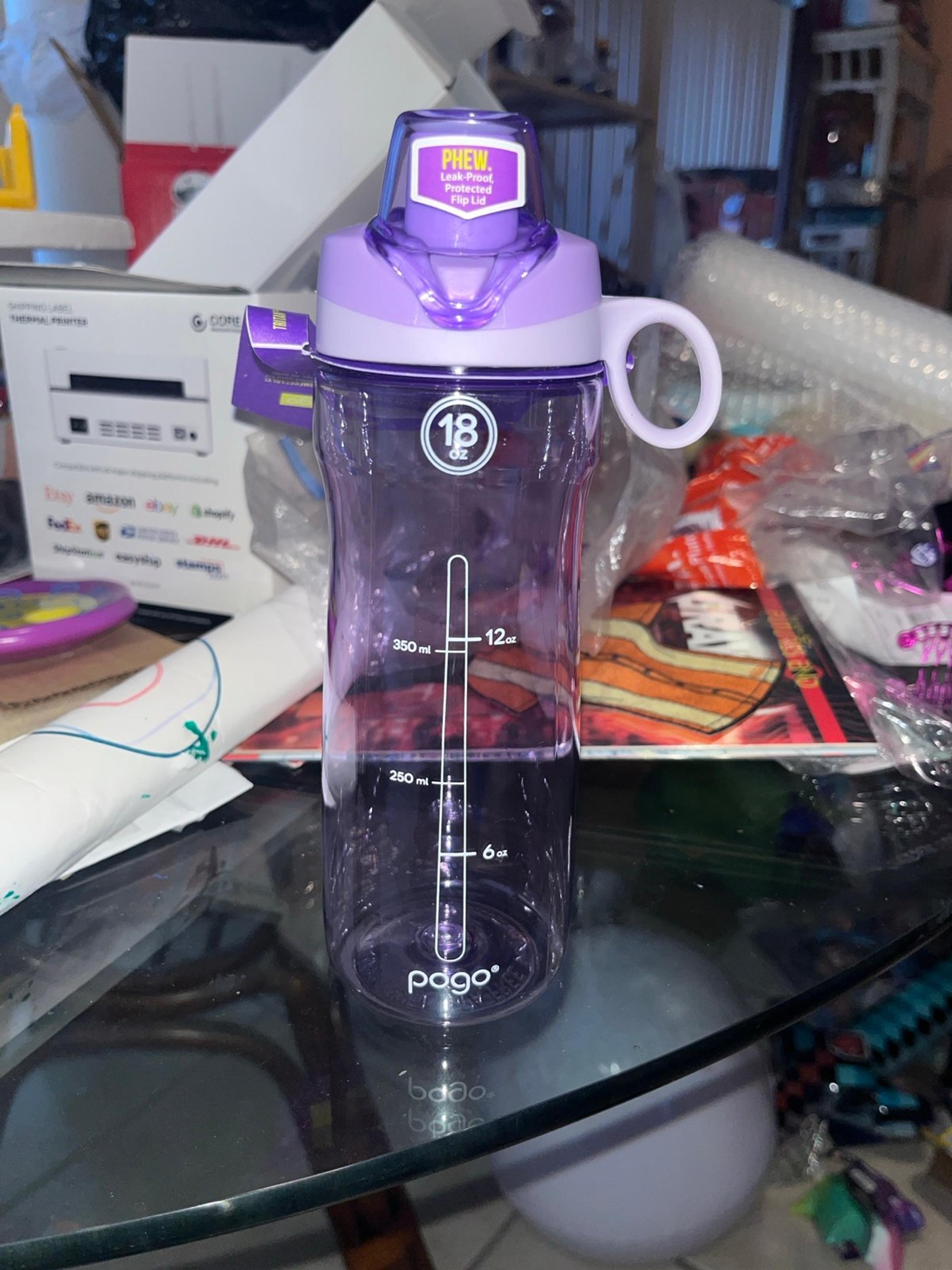 Pogo 18oz Tritan Chug Water Bottle - Lilac Leakproof Flip Lid Clip Handle