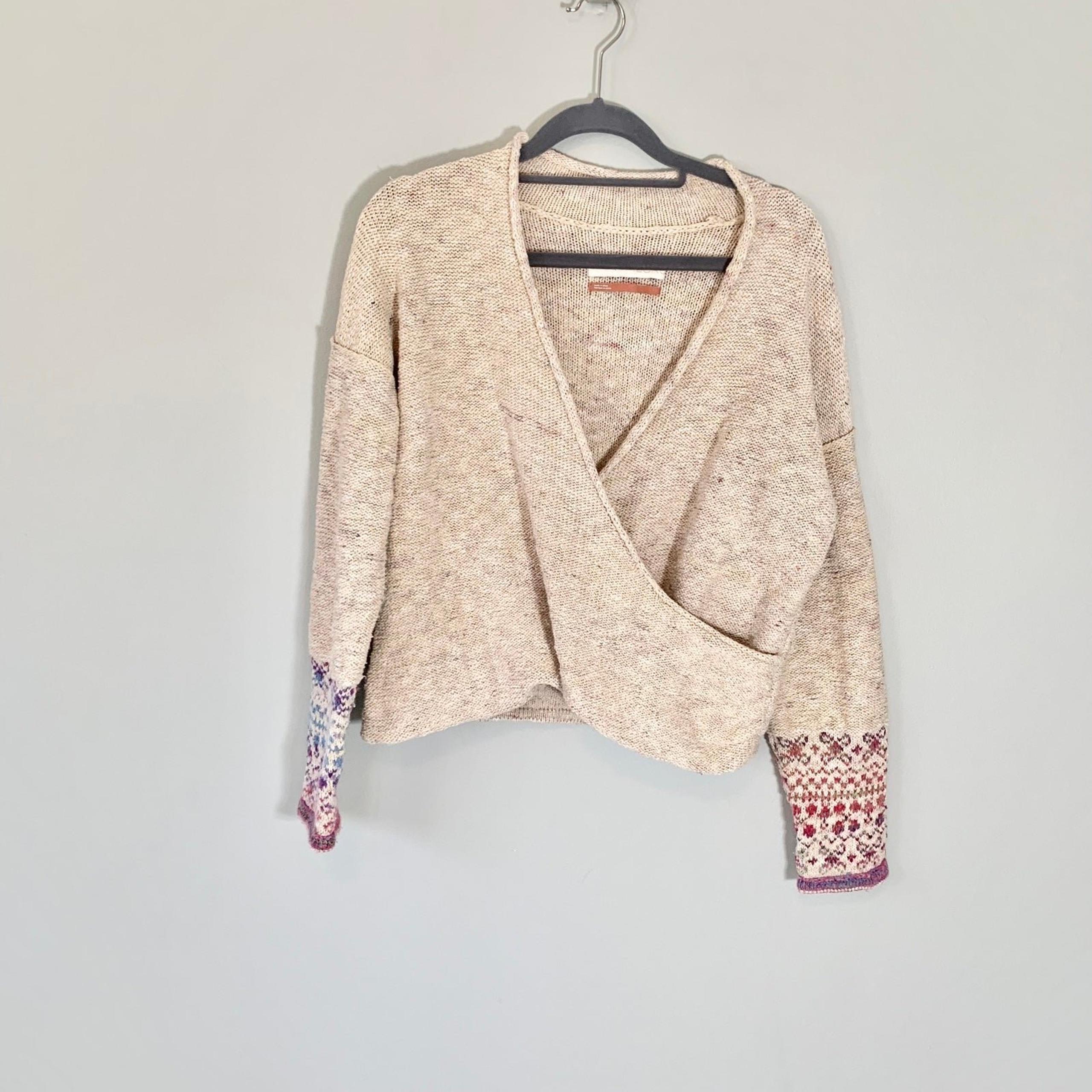 Anthropologie Pilcro long sleeve cross wrap waist length boho sweater
