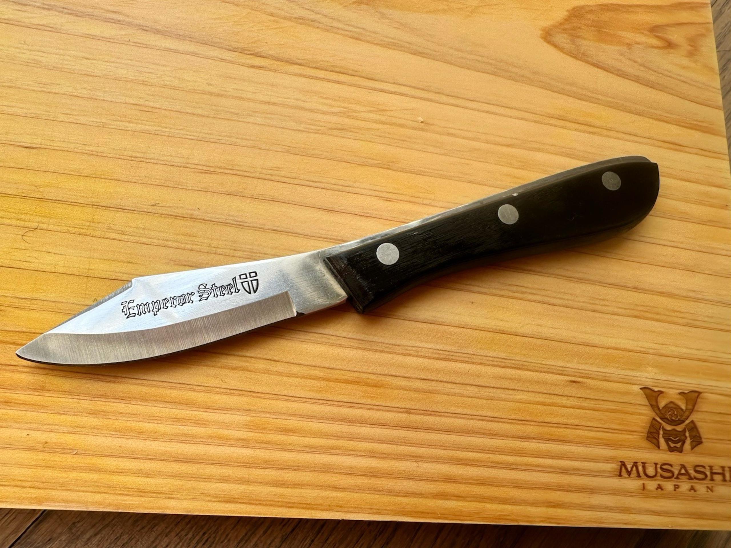 Vintage Japanese Emperor Steel Household Kitchen Petty Knife, Stainless & Wood