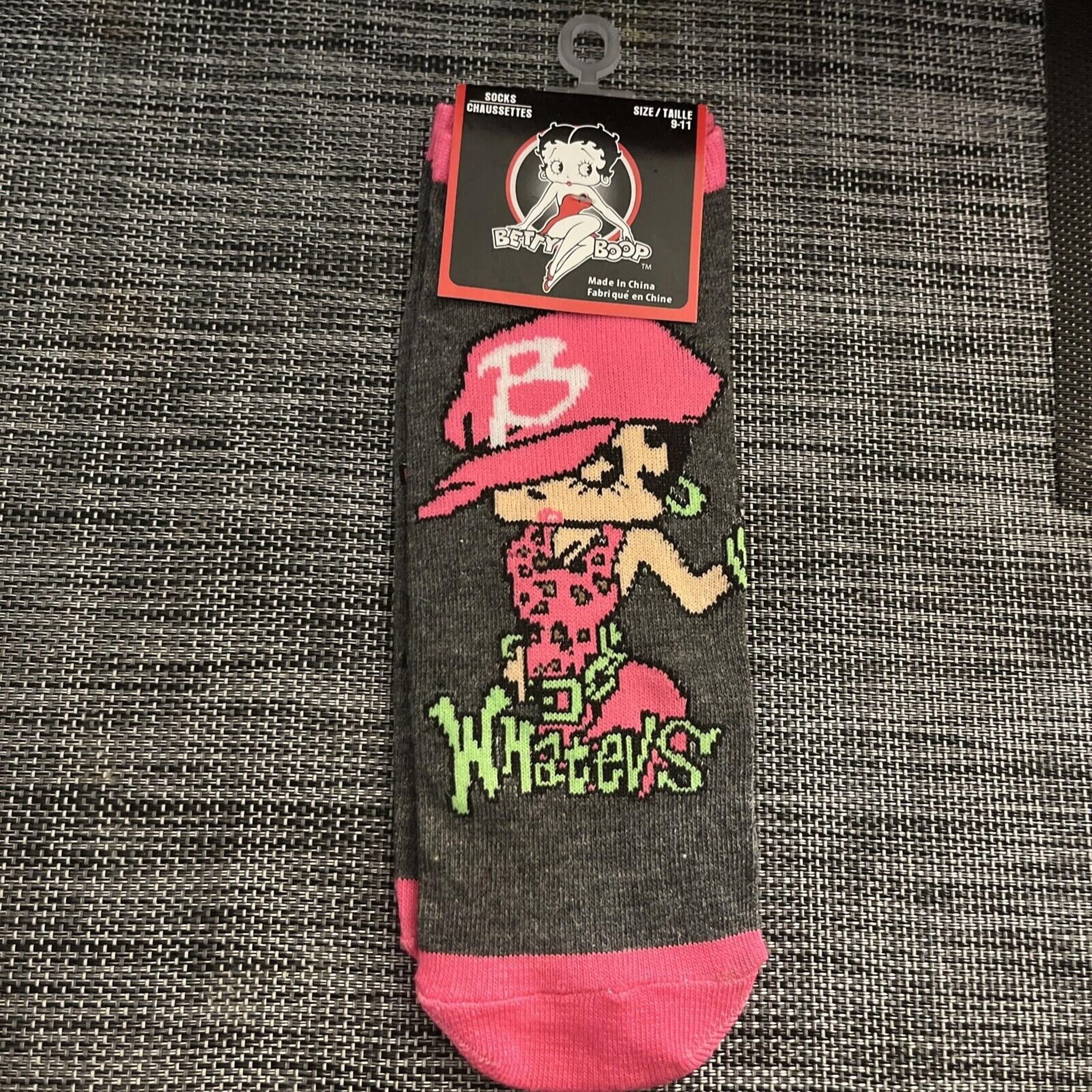 Betty Boop Ankle Socks Whatevs 2014 Pink Toe Size 9-11