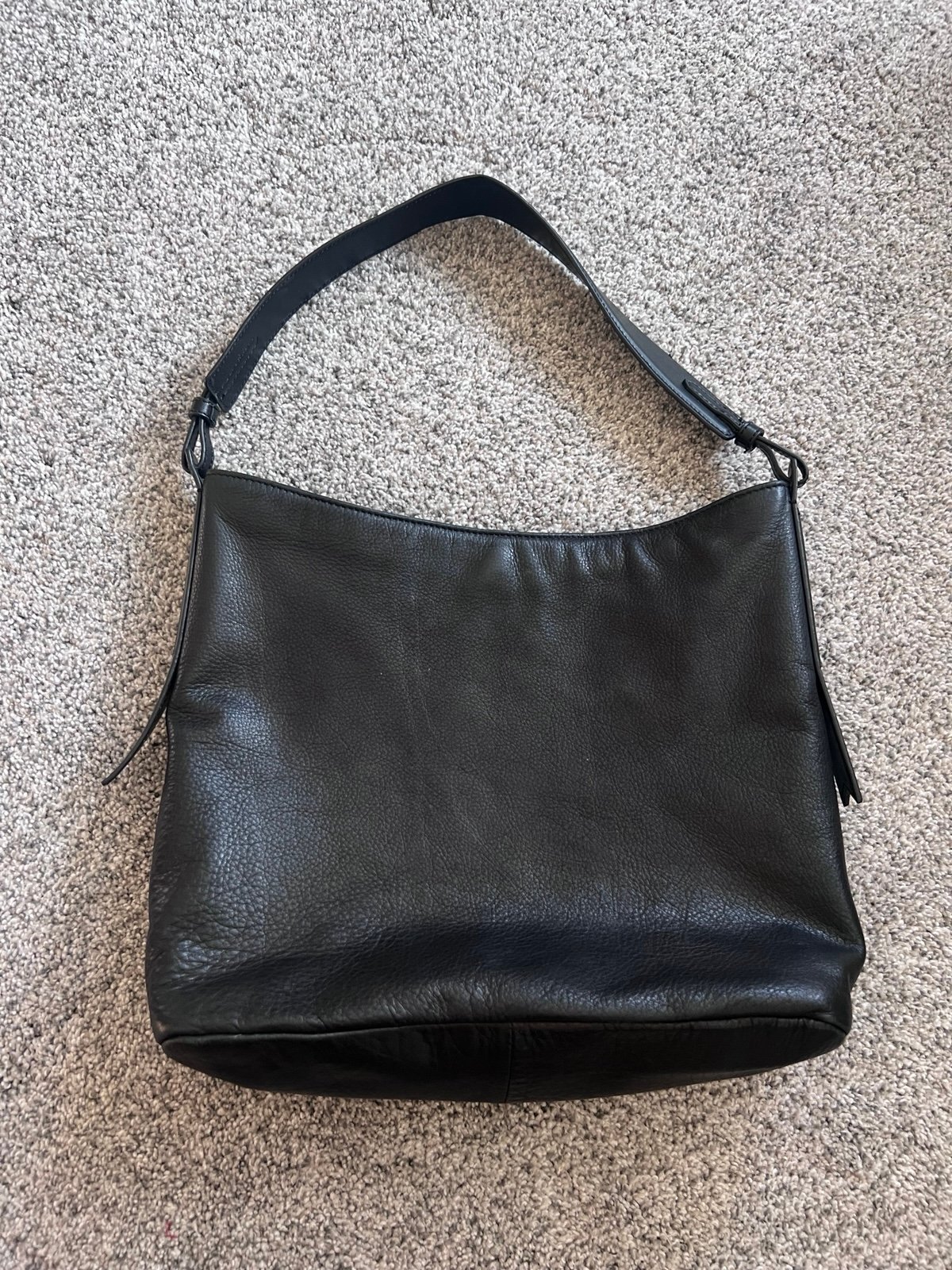 Margot Black Genuine Leather Magnetic Snap Close Bucket Shoulder Strap Bag